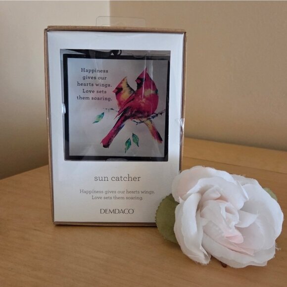 NWT DEMDACO Red Cardinal Iron and Glass Square Suncatcher - Picture 1 of 10